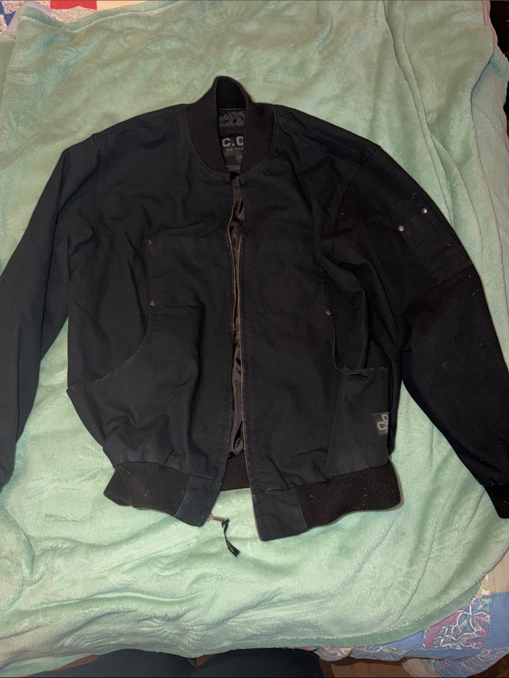 C.C. Filson Company Black Bomber-Style Jacket- Duck material sz Men’s Lg
